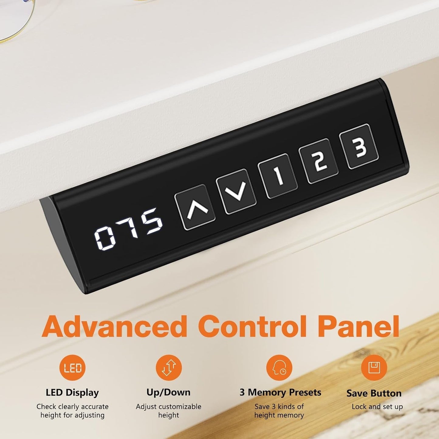 Standing Adjustable Height Desk, Electric 63 X 24 Inch Sit to Stand up Rising Computer Gaming Table with 3 Memory Presets, Splice Board, T-Shaped Bracket Home Office Workstation, White-4