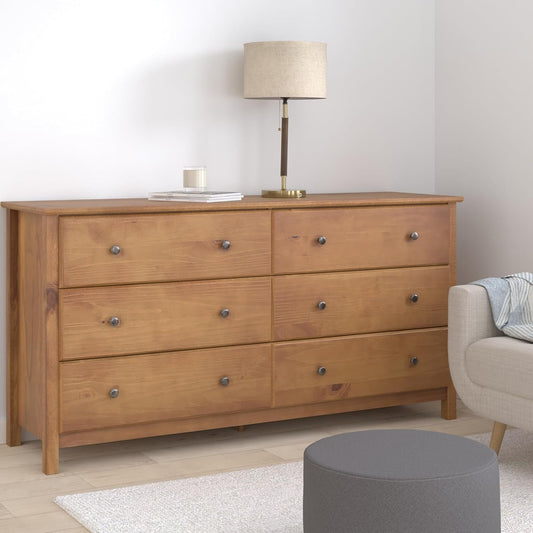 Shaker 6-Drawer Dresser, Solid Wood with a Walnut Finish-1