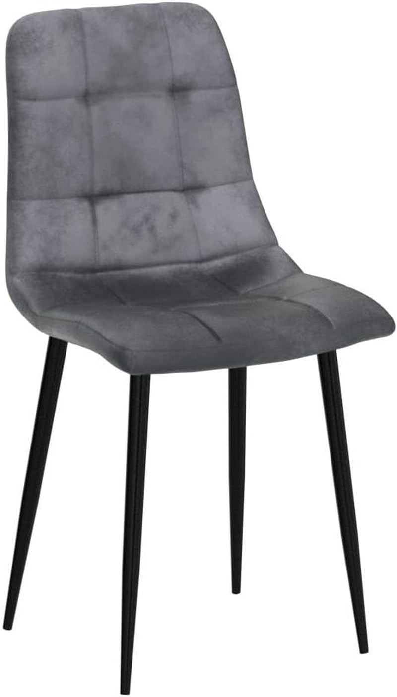 Grey Velvet Dinner Chairs Set of 4, Modern Armless Dining Side Chairs with Metal Legs for Kitchen Living Room Vanity-4