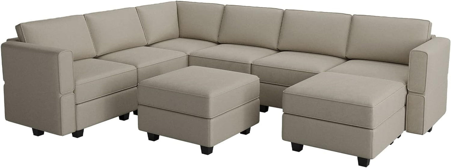 Modular U-Shaped Sectional Sofa Grey Velvet, Storage-4