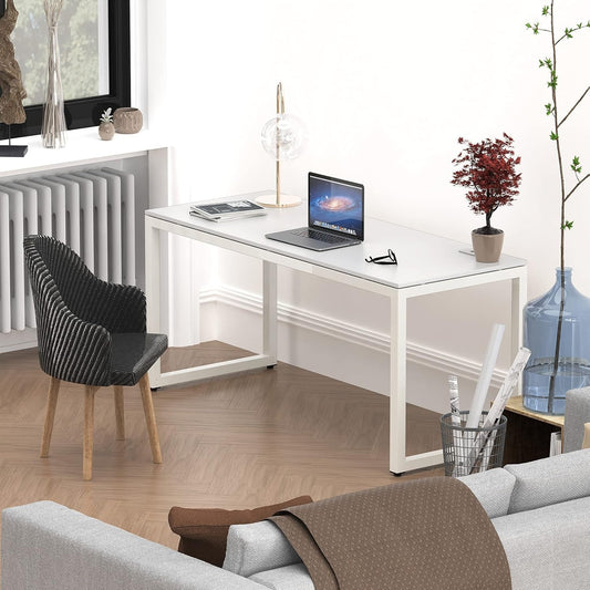 Home Office 55-Inch Large Computer Desk, 24" Deep, White-1