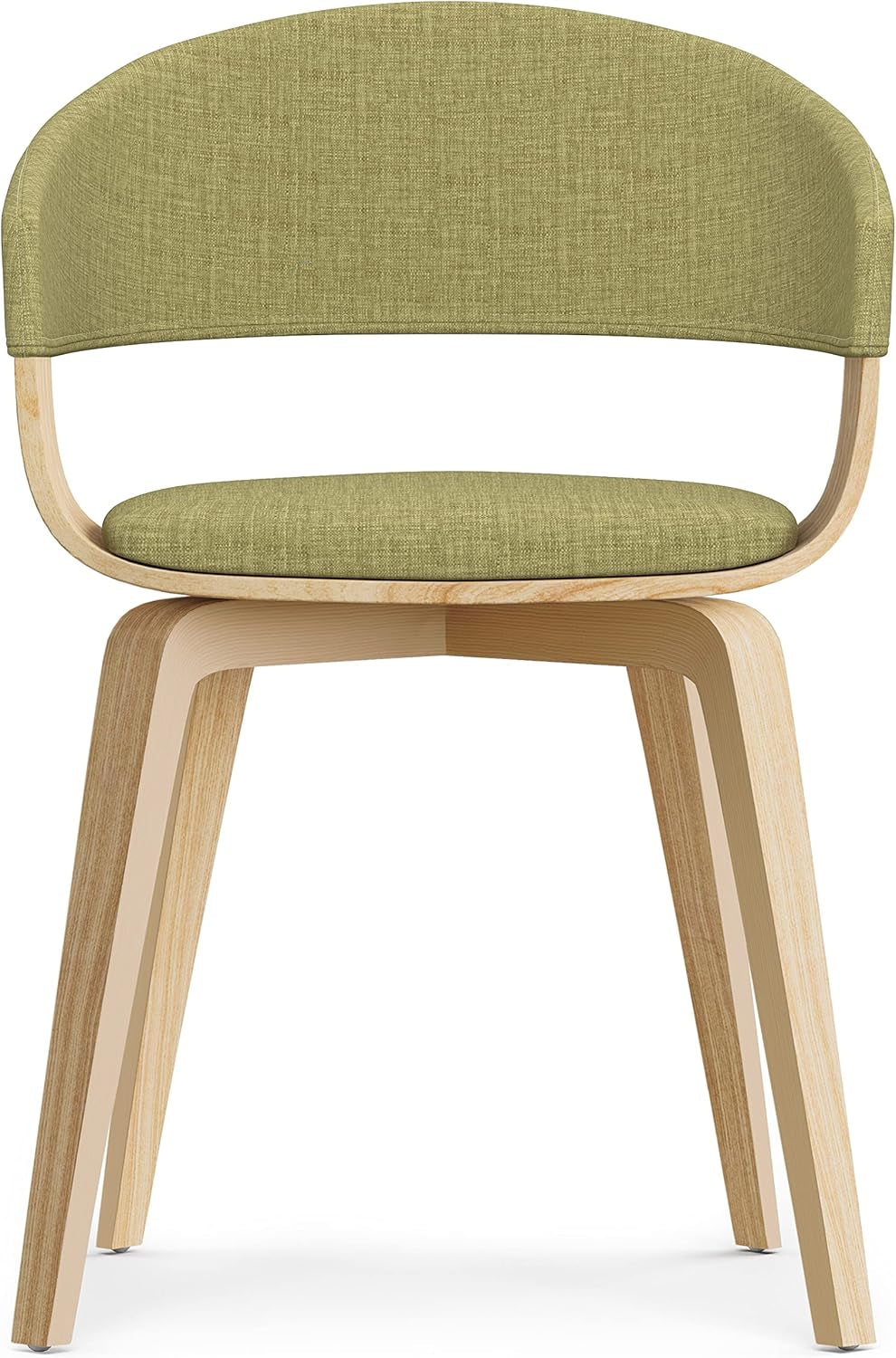 Lowell Mid Century Modern Bentwood Dining Chair with Light Wood in Acid Green Polyester Linen for the Dining Room-3