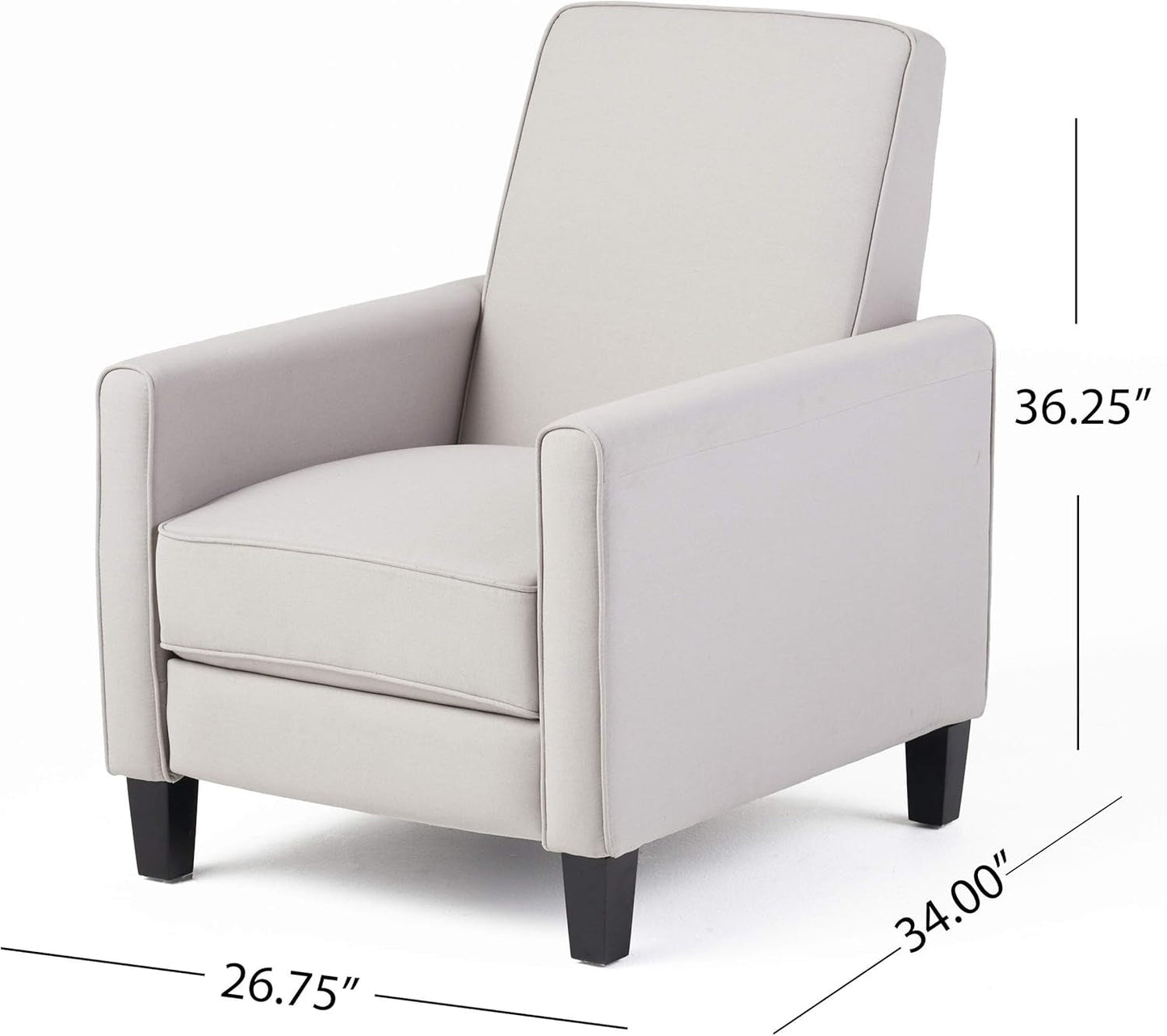 Emmie Fabric Recliner (Set of 2), Light Gray, Dark Brown-2