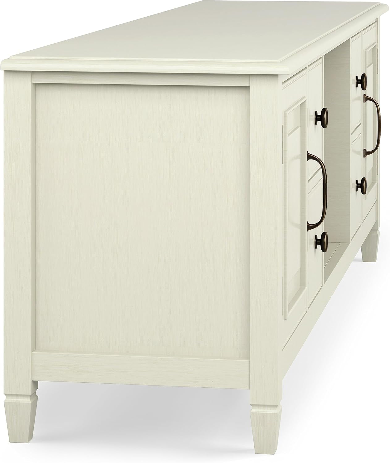 Connaught Solid Wood 72 Inch Wide Traditional TV Media Stand in Antique White for Tvs up to 80 Inches, for the Living Room and Entertainment Center-4