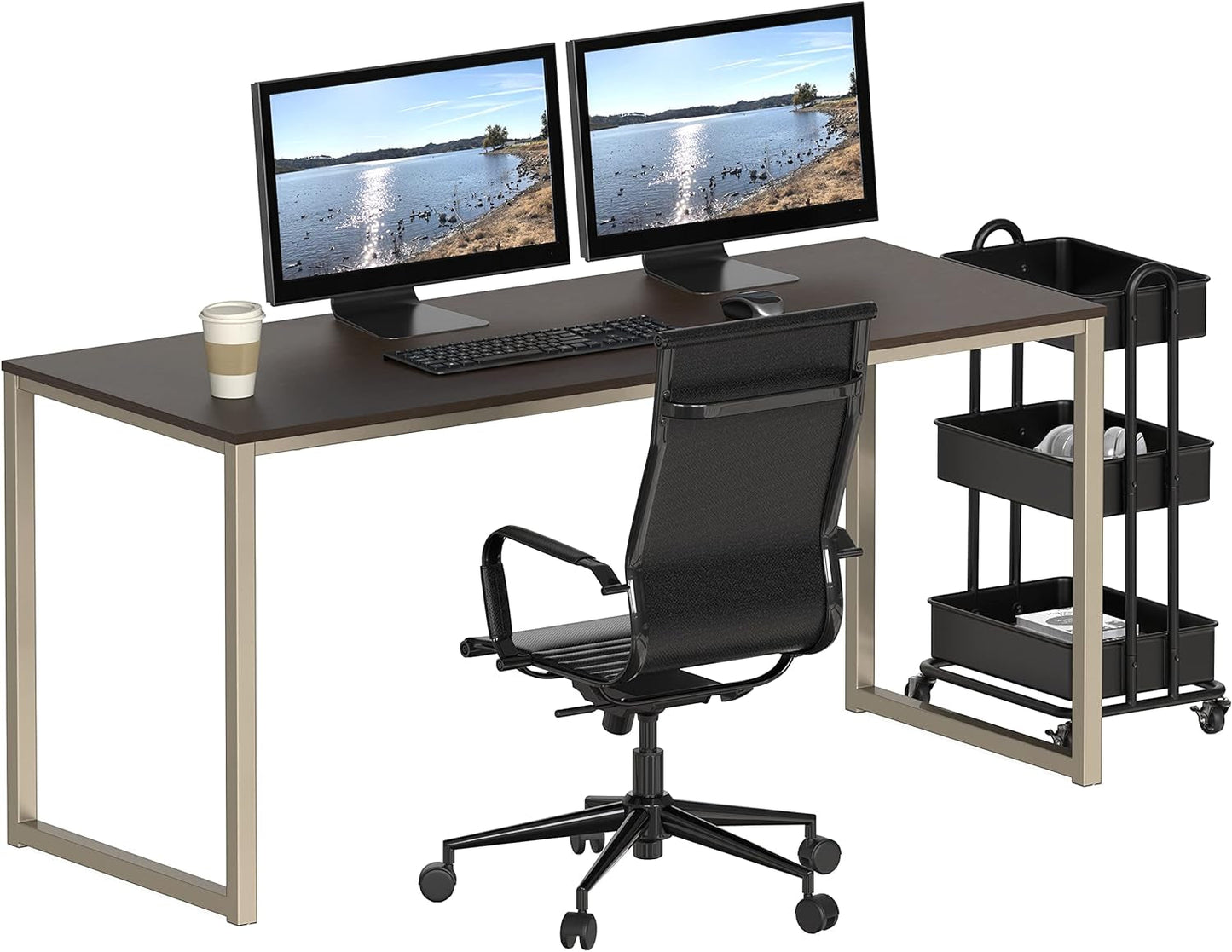 Home Office 55-Inch Computer Desk, 24" Deep, Espresso-4