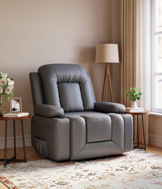 Power Lift Recliner Chair - Heat and Massage, Adjustable Back and Legs, PU Leather Electric Lift Chair Designed for the Elderly and People with Mobility Impaired-1