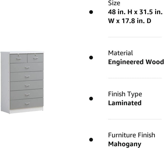 7-Drawer Grey Dresser with Top Locks-1