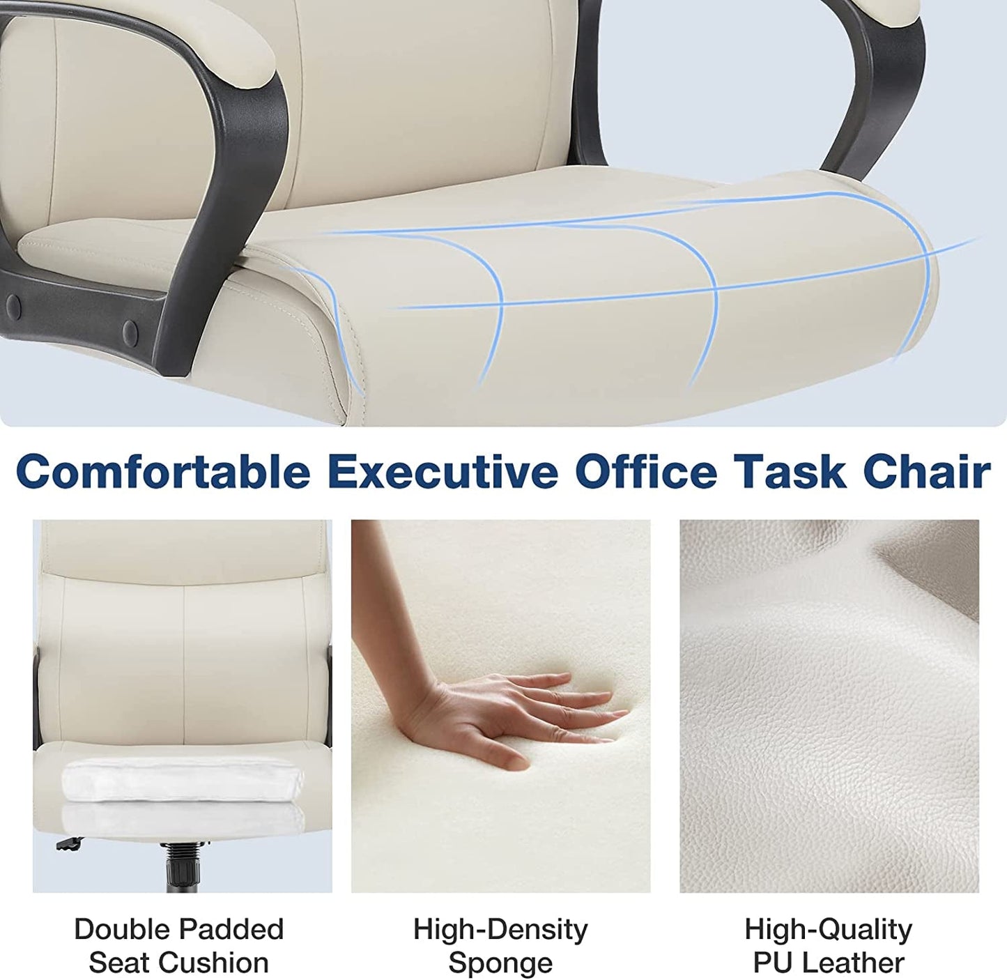 Ergonomic PU Leather Swivel Office Chair-4