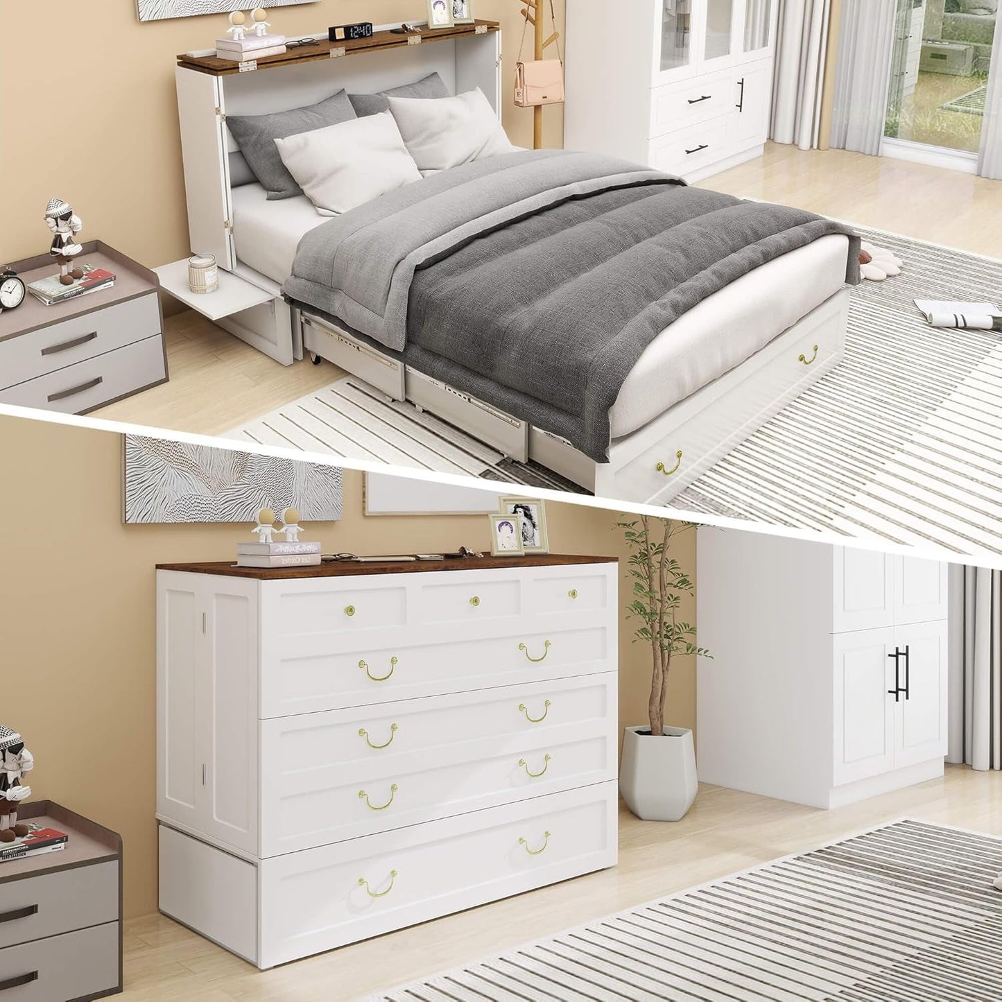 Queen Murphy Bed Cabinet with Charging Station Design-5