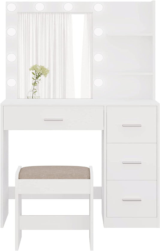 Makeup Vanity Table Set with Lighted Mirror-1