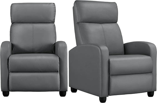 Padded Seat Recliner Chair Set of 2, Grey-1