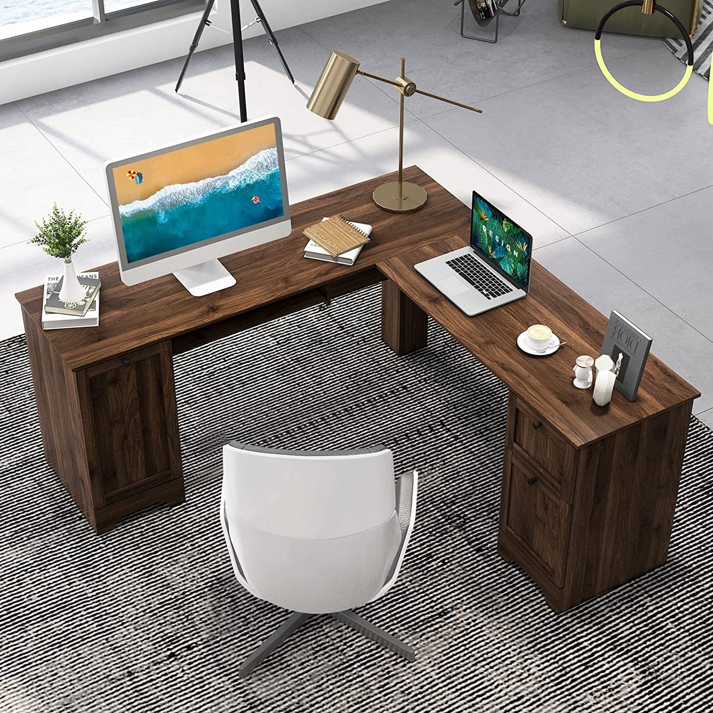 L-Shaped Desk with Storage & Keyboard Tray-4