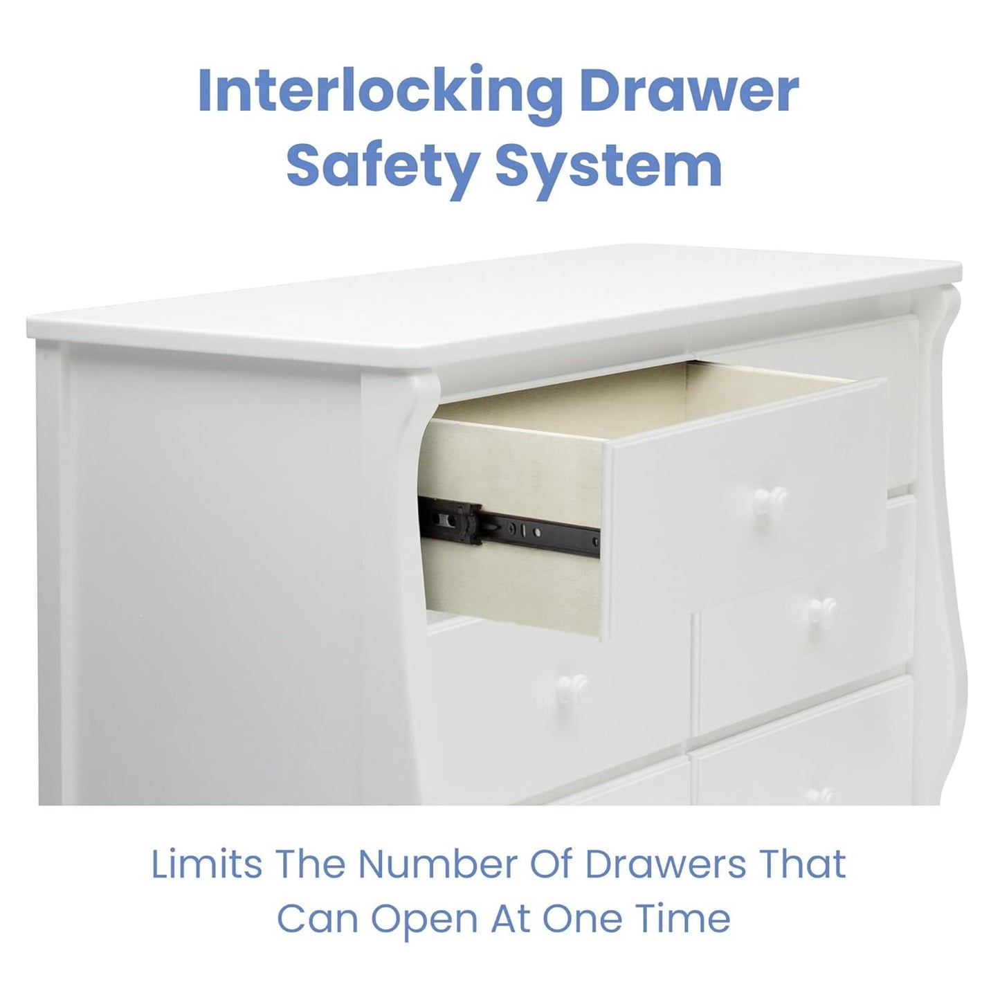 Universal 6 Drawer Dresser with Interlocking Drawers - Greenguard Gold Certified, White-3