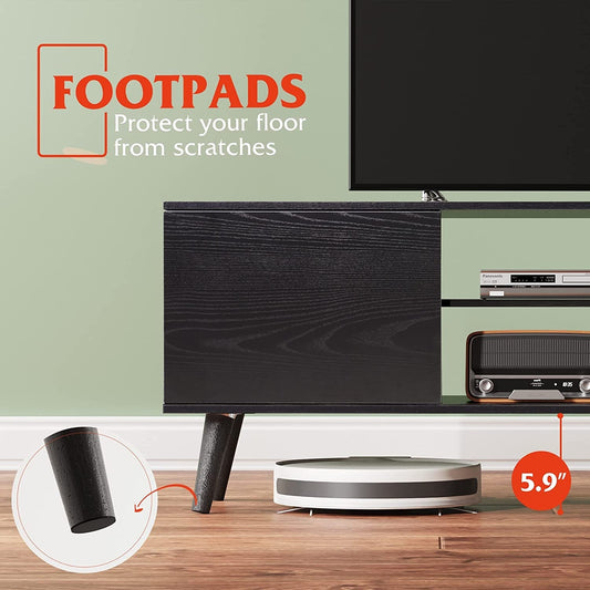 Rustic Black TV Console with Storage Cabinets-1