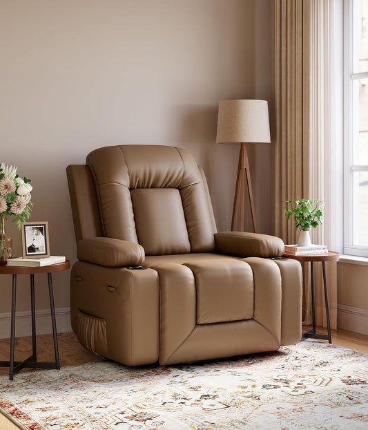 Power Lift Recliner Chair - Heat and Massage, Adjustable Back and Legs, PU Leather Electric Lift Chair Designed for the Elderly and People with Mobility Impaired-1