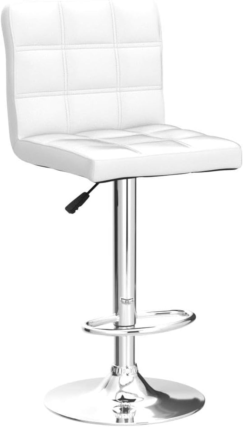 X-Large Bar Stools - Counter Chairs Adjustable Counter Height Swivel Barstools Set of 4, Square PU Leather Kitchen Counter Height Bar Stools, Kitchen Island Chairs,White-4