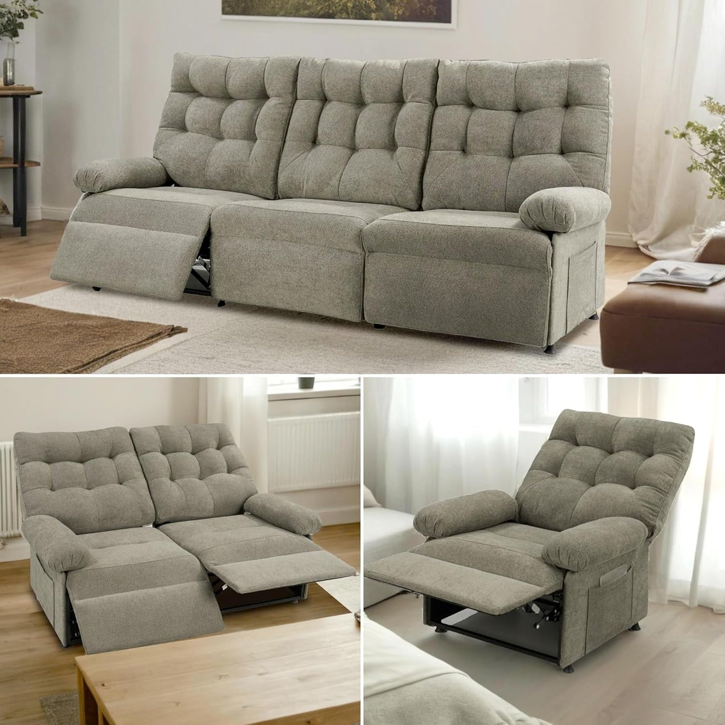 XS1 Dual Motor Power Recliner Chair - Independent Foot&Backrest Control, Electric Reclining Sofa W/Infinite Position Adjustment, Living Room, Taupe-4