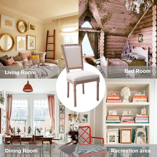 Beige French Bistro Farmhouse Dining Chairs Set of 4-1