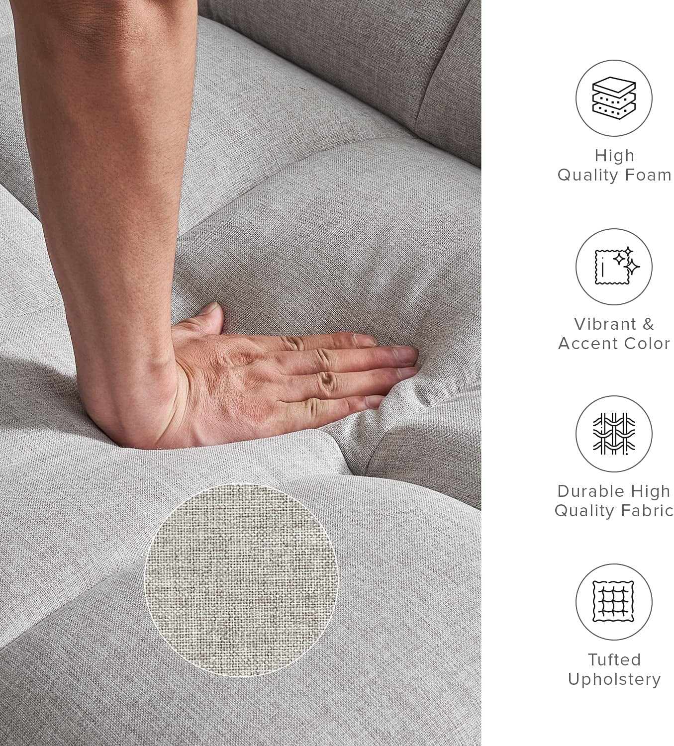 Gray Fabric Twin Futon Sofa Bed with Arms-4