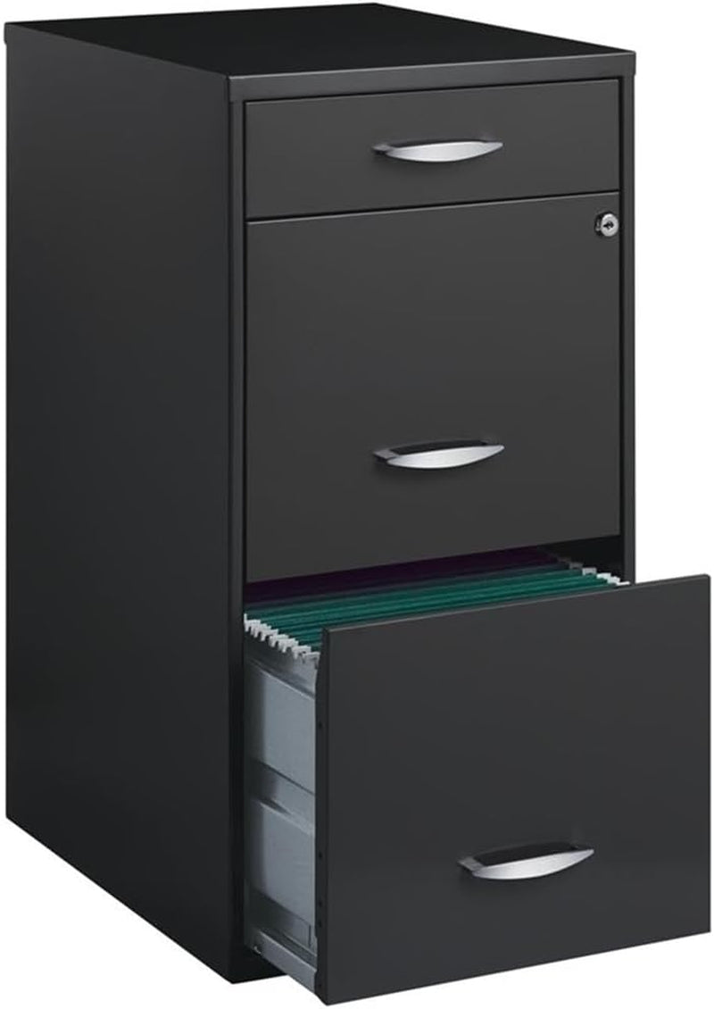 3 Drawers 27.32" Vertical Charcoal Metal Filing Cabinet Lockable Pre-Assembled Stationary Letter Size for Home, Office-0