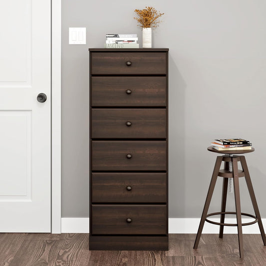 Astrid Tall Brown Dresser: 16.5"D X 19.75"W X 50"H, 6-Drawer Chest for Bedroom by  - Perfect Chest of Drawers for Ample Storage-1