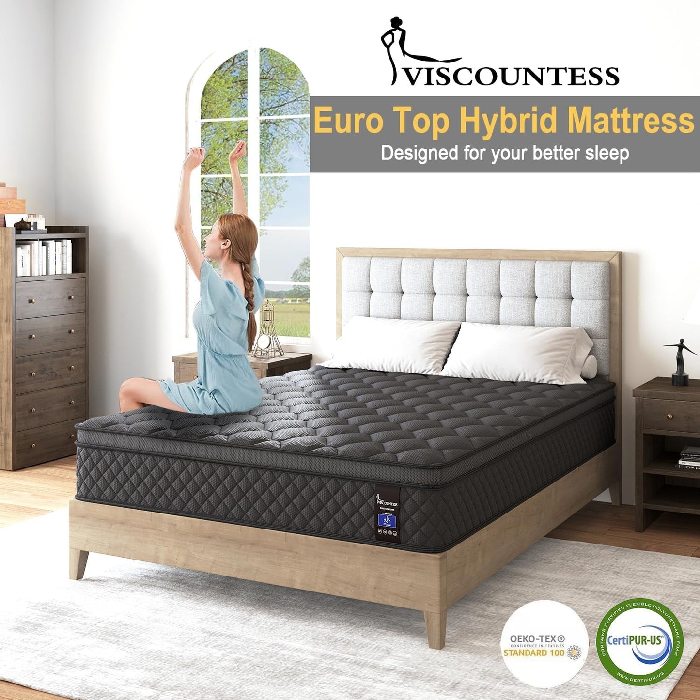 Full Hybrid Mattress, 12 Inch, Medium-Firm, Euro Top-2