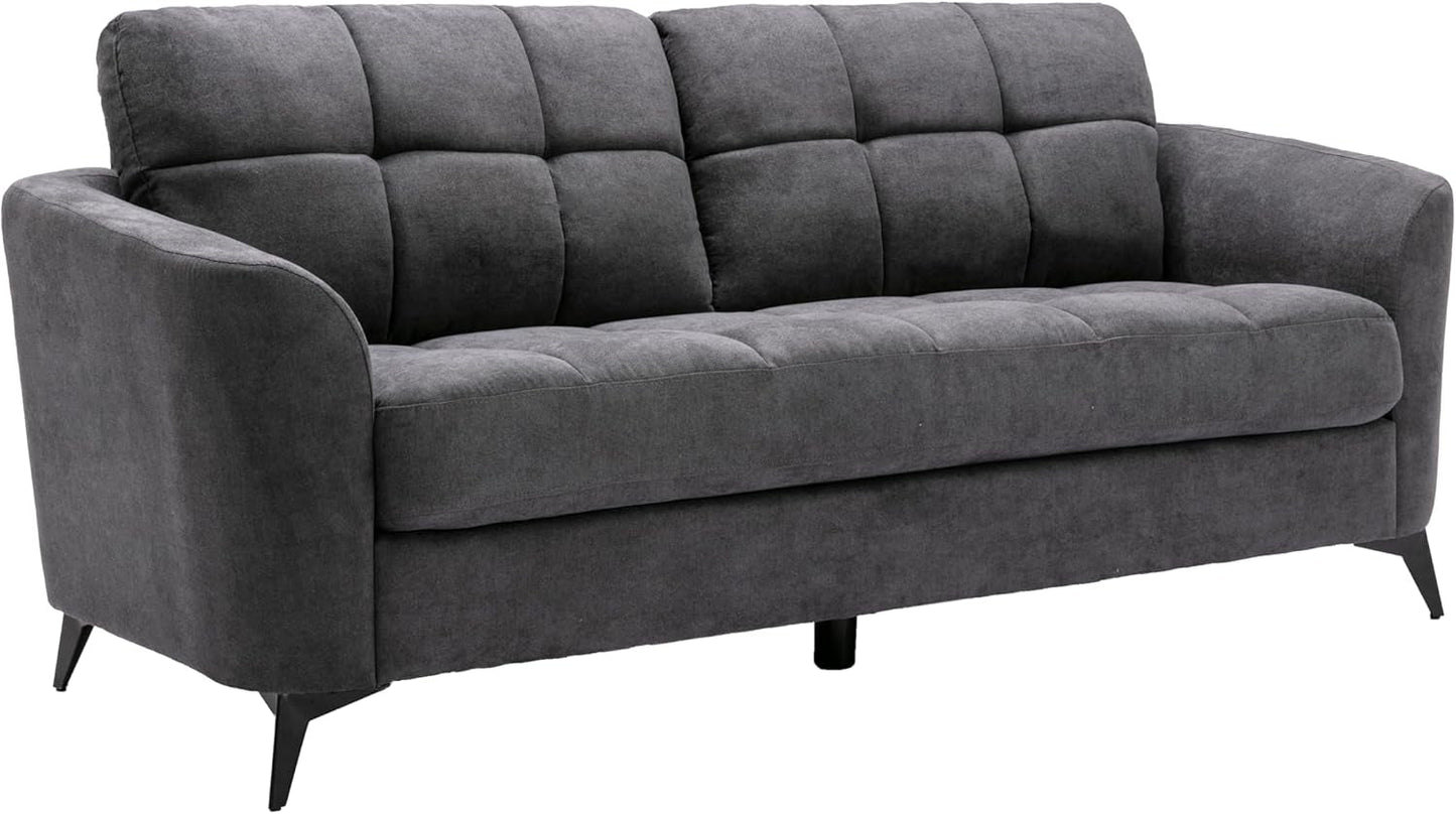 Callie Gray Woven Fabric Sofa Loveseat Chair Living Room Set-2