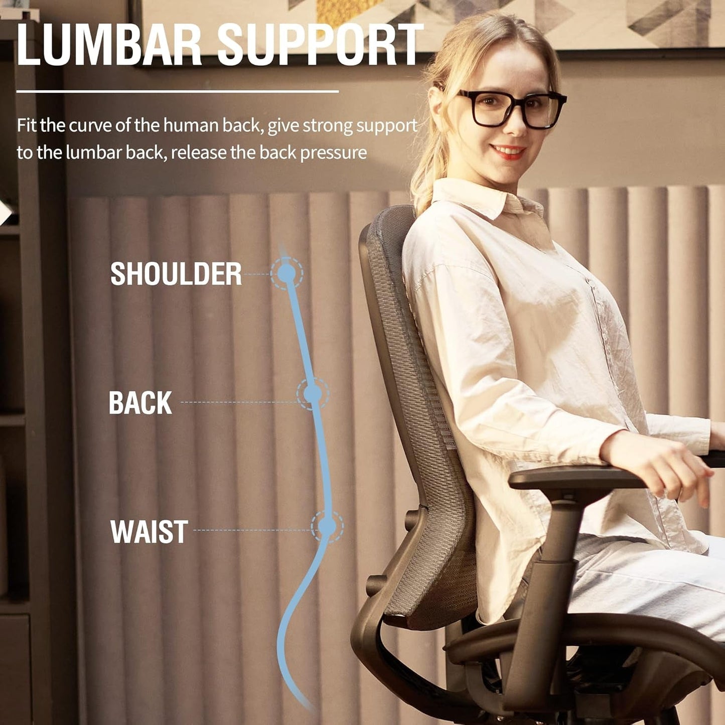 Mesh Office Chair,Ergonomic Computer Desk Chair,Sturdy Task Chair- Adjustable Lumbar Support & Armrests,Tilt Function,Comfort Wide Seat,Swivel Home Office Chair (Grey)-3