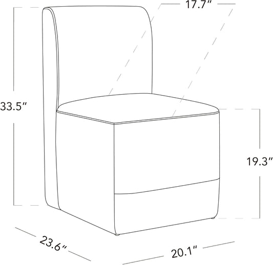 Dining Chairs with Casters Set of 2, FSC Certified Upholstered Armless Modern Rolling Dining Chairs with Rollers for Bedroom Reading Room Living Room, Linen & Cognac Faux Leather Patchwork-1