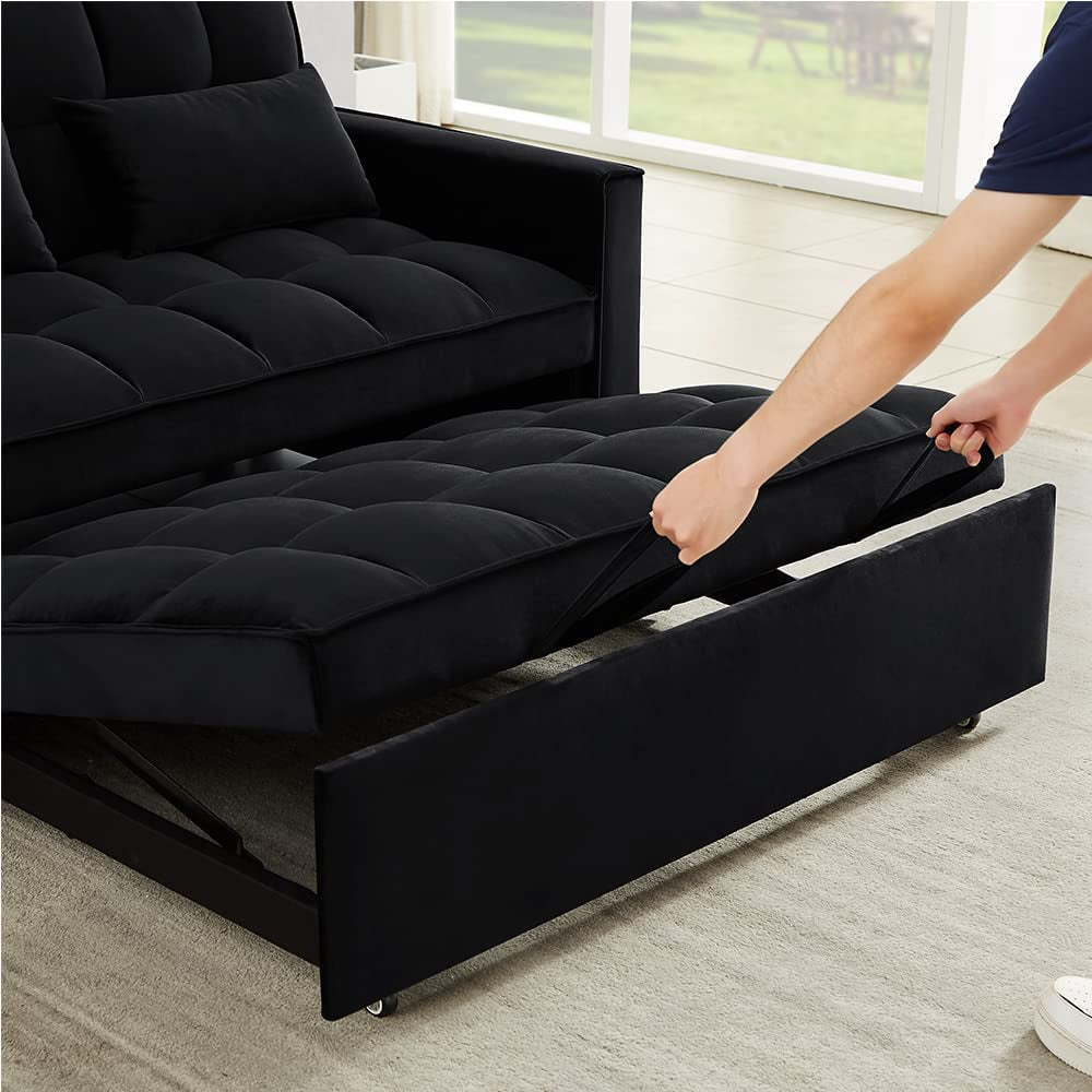 Velvet Sofa Bed with Adjustable Pull Out-3