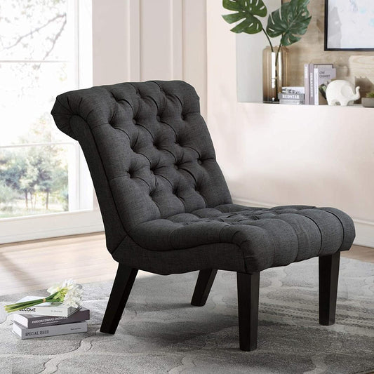 Gray Armless Accent Chair with Wood Legs-1