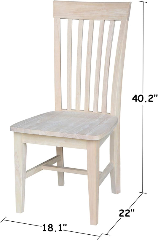 Set of 2 Tall Mission Dining Chairs Solid Parawood Sturdy and Long-Lasting, 18.1"W X 22.05"D X 40.16"H, Unfinished-1