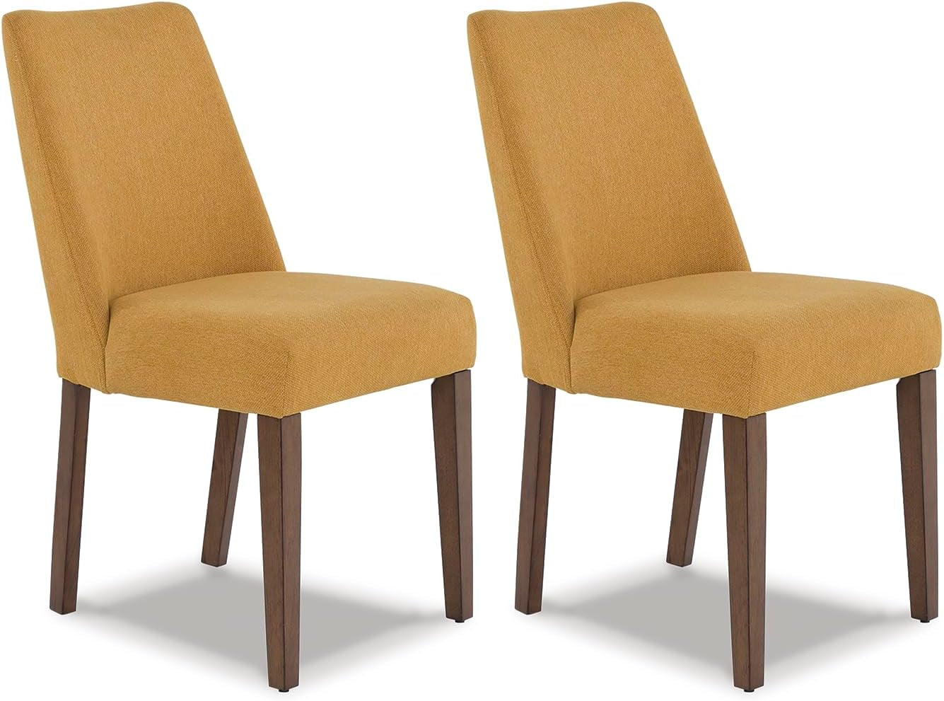 Lyncott Contemporary Dining Room Upholstered Side Chair with Foam Cushion, 2 Count, Yellow & Brown-0