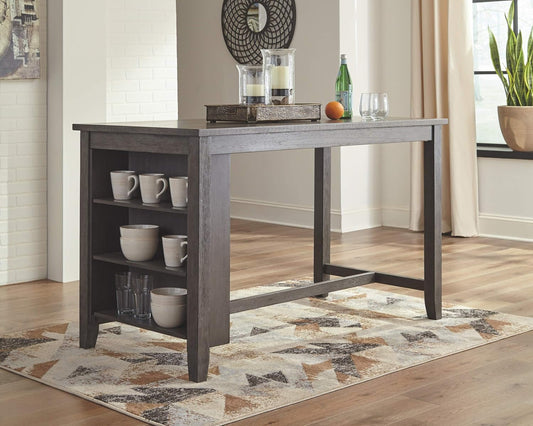 Caitbrook Rustic Counter Height Dining Table with Storage, Dark Gray-1