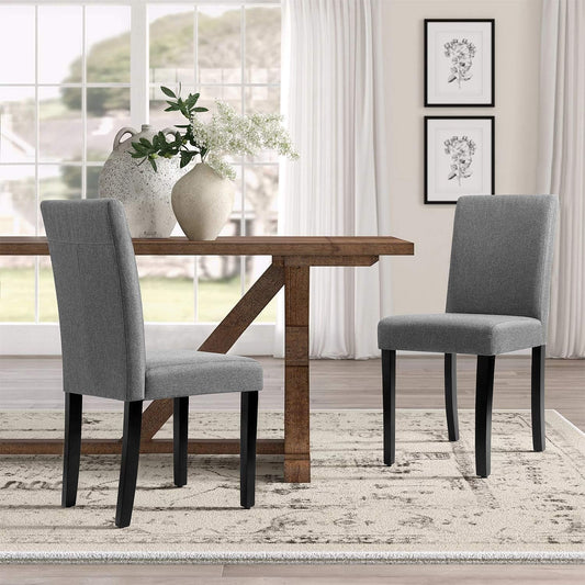 Dining Chairs Urban Style Fabric Parson Chairs Kitchen Living Room Armless Side Chair with Solid Wood Legs Set of 4 (Gray)-1