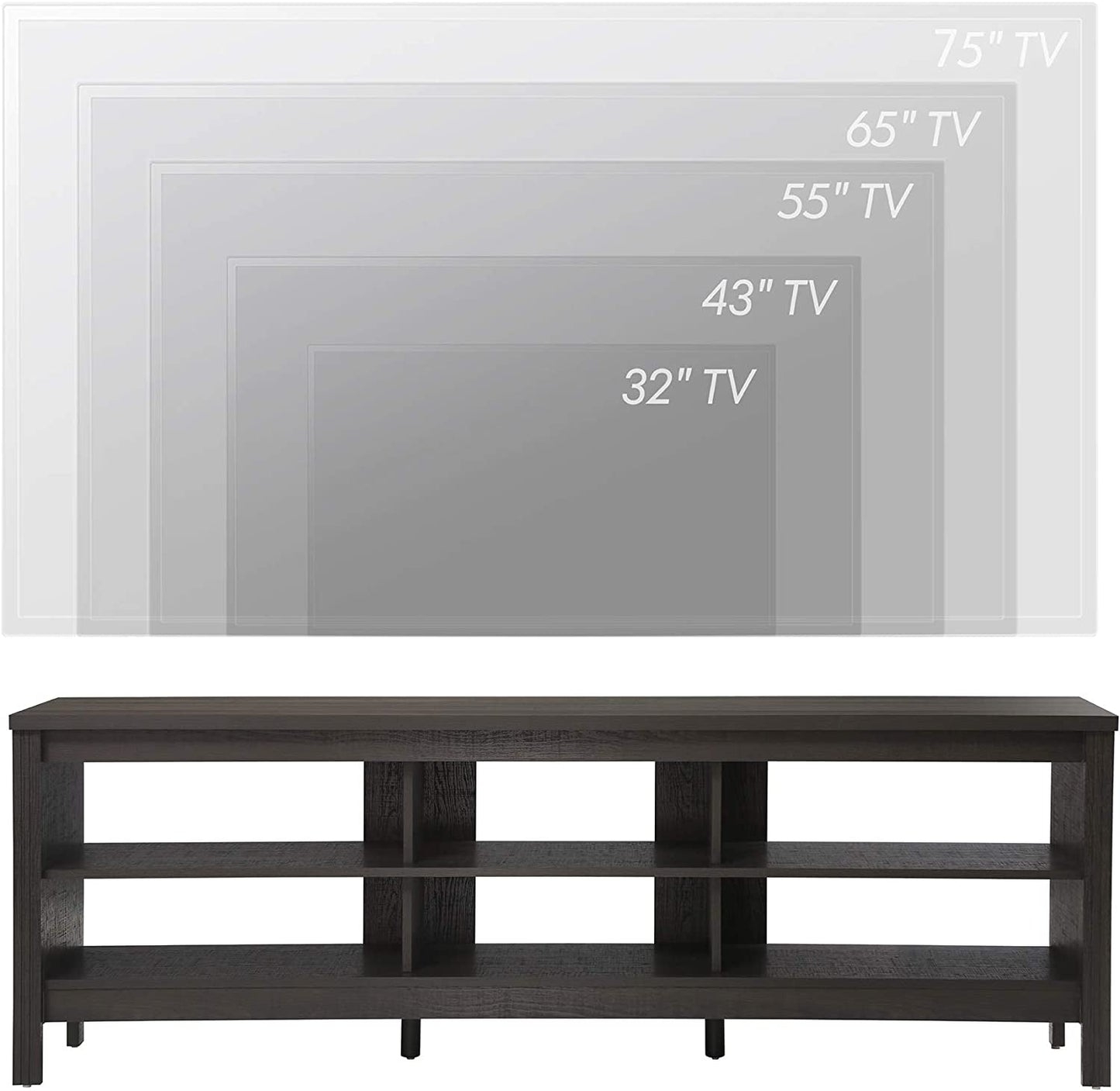 Classic TV Stand for 75+ Inch TV, Wood Entertainment Center, TV Console Table with 6 Storages for Bedroom, 70 Inch Media Table for Living Room, Black-4