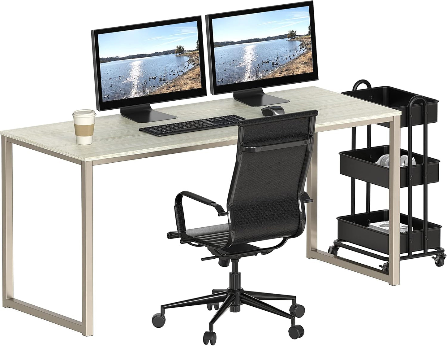 Home Office 55-Inch Computer Desk, 24" Deep, Maple-4