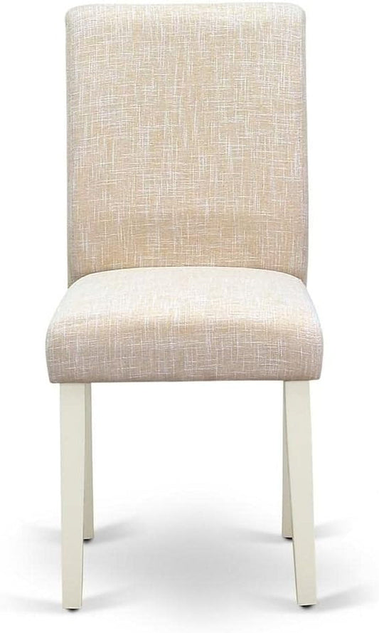 Abbott Parson Dining Room Chairs - Light Beige Linen Fabric Upholstered Chairs, Set of 2, Linen White-1