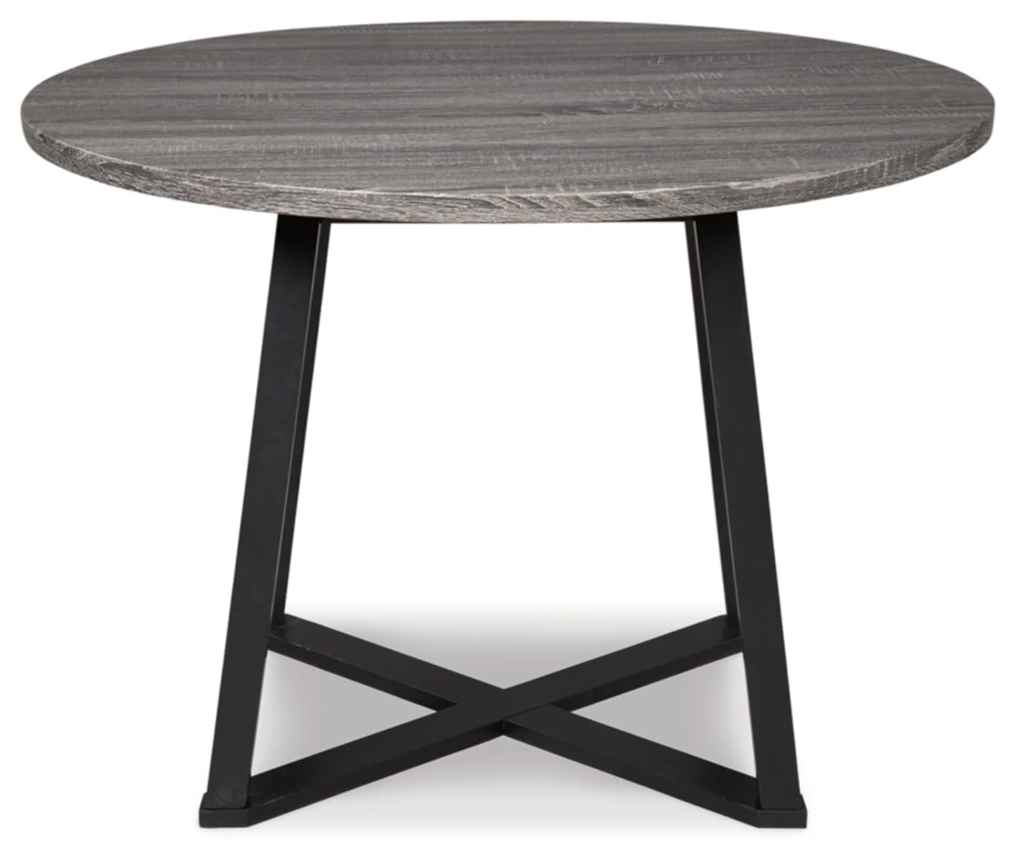 Centiar Mid Century round Dining Room Table with Metal Legs, Gray & Black-3