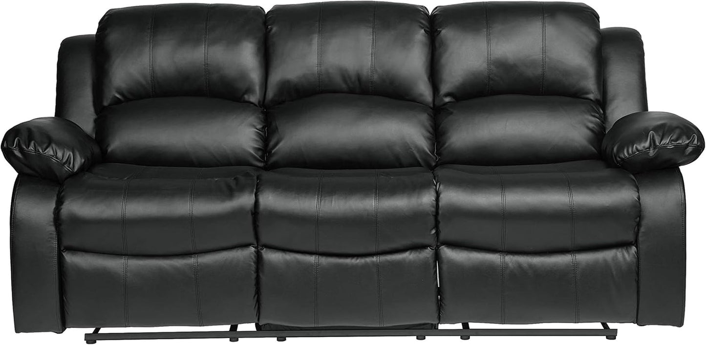 Humphreys Loveset Recliner - Soft Fux Lether Double Reclining Sof, Mnul Pull Tb, Wll Hugger, High-Density Fom, Solid Wood Frme, Esy ssembly, 83" W, Living Room, RV - Blck-4