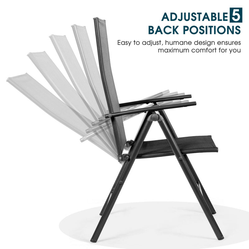Set of 2 Adjustable Portable Patio Folding Dining Chair Recliners-2