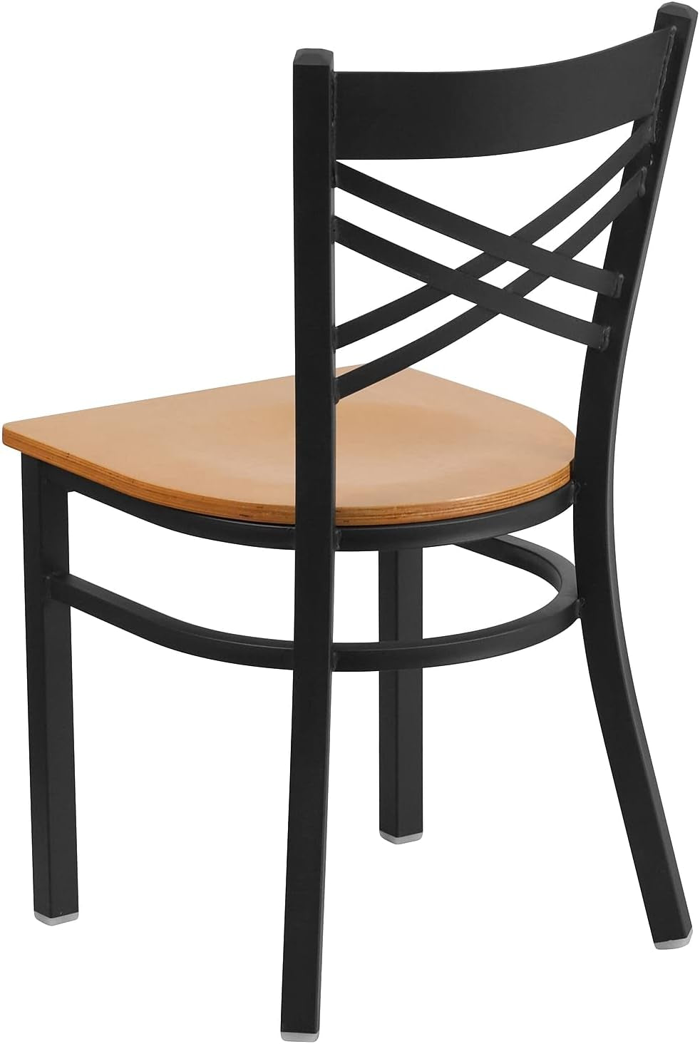 2 Pack HERCULES Series Black ''X'' Back Metal Restaurant Chair - Natural Wood Seat-4