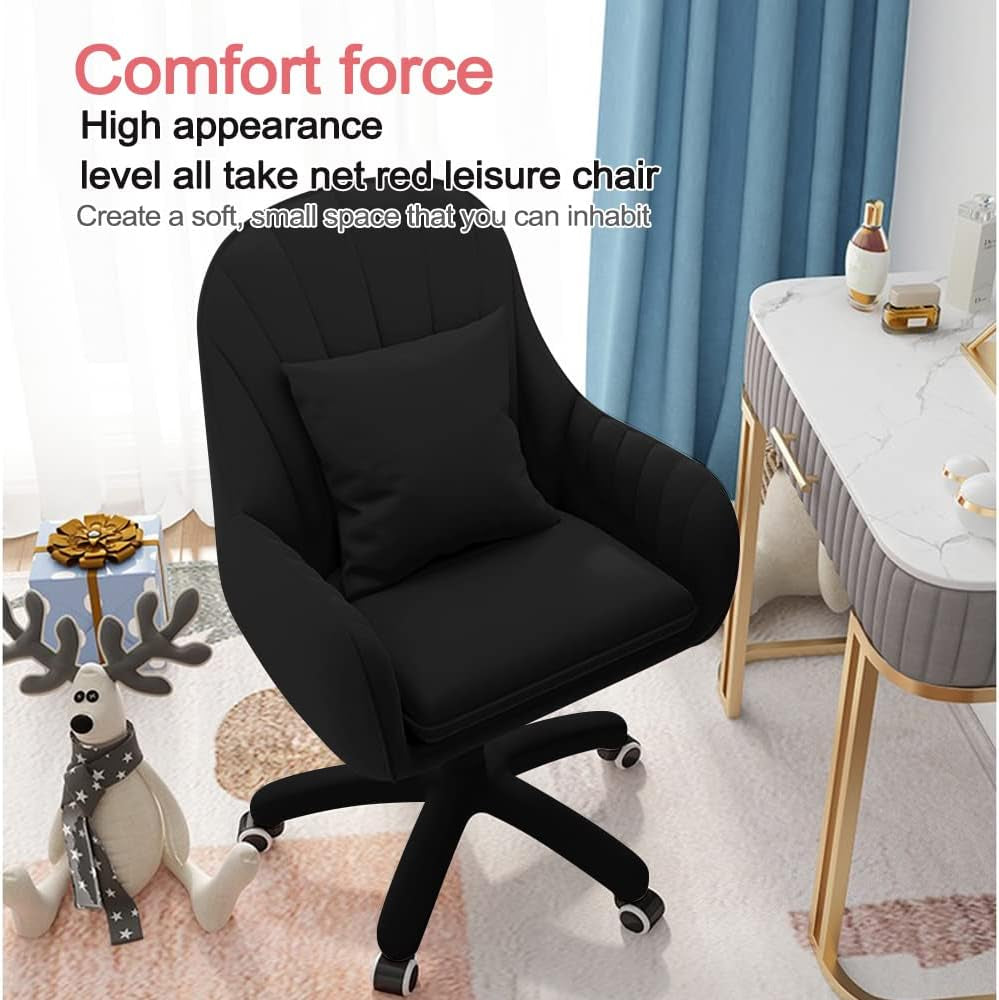 Home Office Chair Computer Chair with Mid-Back Upholstered Modern Tufted Computer Task Chair Swivel Height Adjustable Velvet Accent Chair Suitable for Bedroom, Study-4