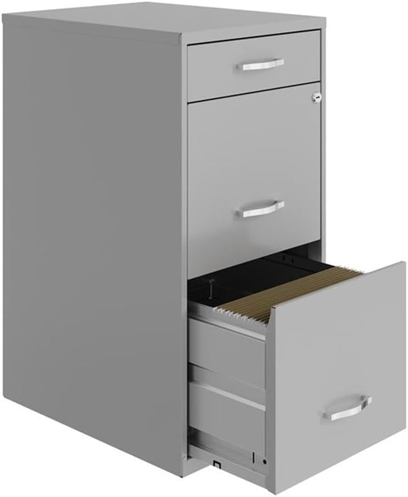 Space Solutions 18In Deep 3 Drawer Metal File Cabinet Arctic Silver, Letter Size, Fully Assembled-4