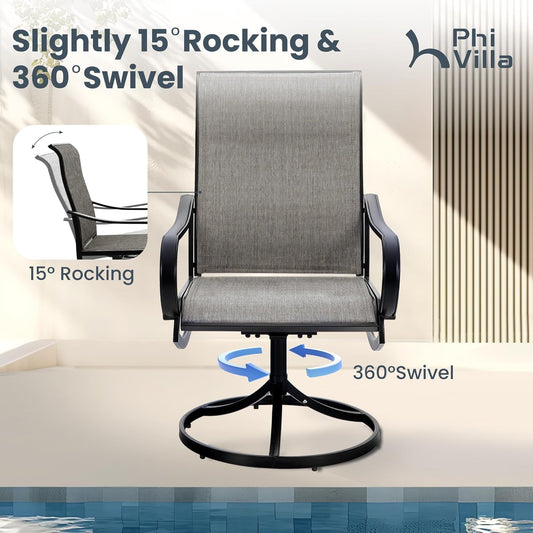 Patio Dining Set 5 Piece, 4 Breathable Textilene Swivel Patio Chairs and 1 round Metal Table with 1.57" Umbrella Hole, All Weather Resistant for Lawn Garden-1