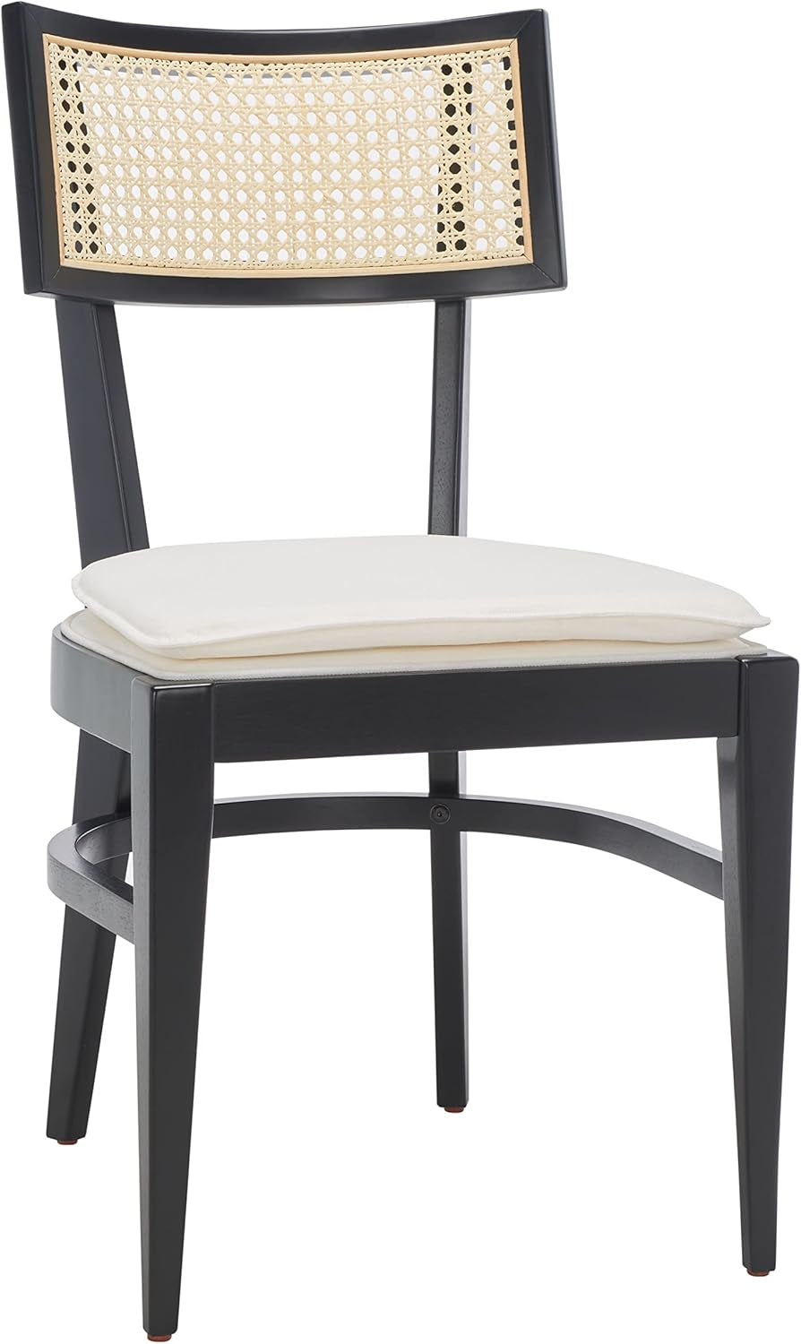 Home Collection Galway Coastal Black/Natural Cane Seat Cushion Dining Chair-2