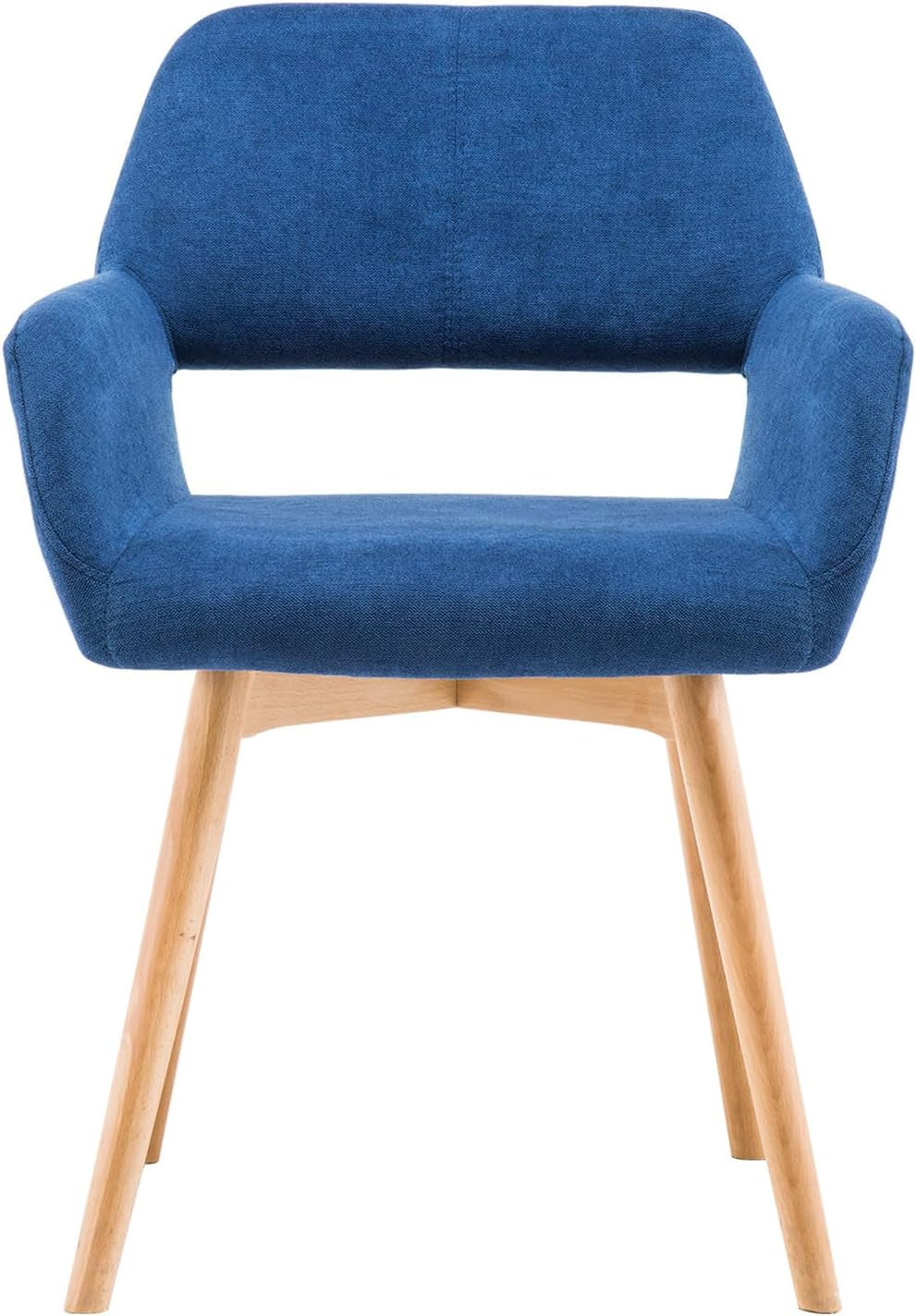 Desk Chair No Wheels Vanity Chair Makeup Chair Comfy Accent Chair for Living Dining Room Bedroom Home Office Mid Century Modern Upholstered Arm Chair Sofa Chair (Blue, 1)-2