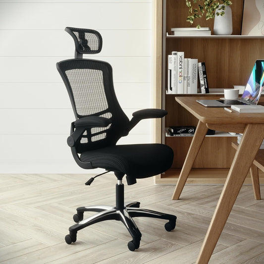 Kelista High-Back Swivel Office Chair with Adjustable Lumbar Support and Seat Height, Ergonomic Mesh Desk Chair, Black-1