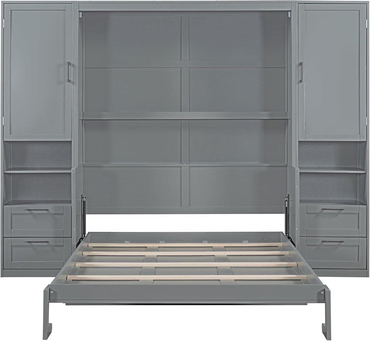 Queen Size Murphy Bed with Closet and Drawers-3