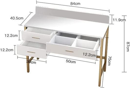 White Makeup Vanity Desk with 3 Drawers and Storage-1